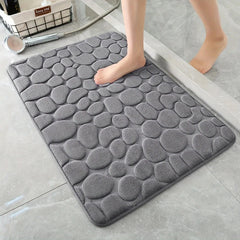 3D Non Slip Bathroom Mat Cobblestone Embossed Bath Mats