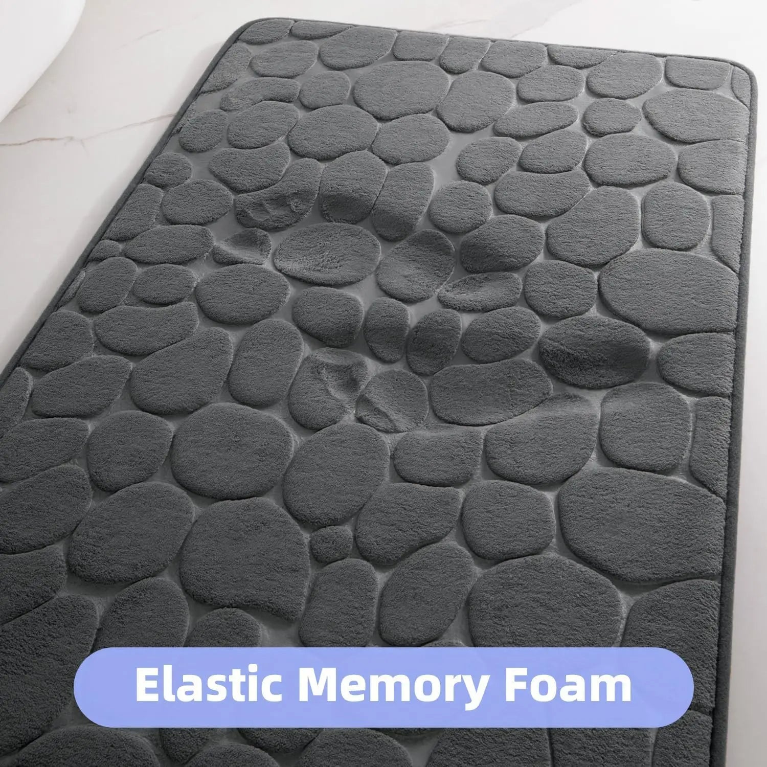 3D Non Slip Bathroom Mat Cobblestone Embossed Bath Mats