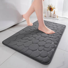 3D Non Slip Bathroom Mat Cobblestone Embossed Bath Mats
