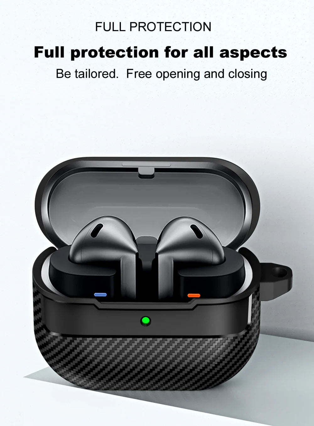 New Carbon Fiber Earphone Protective Cover For Samsung Galaxy Buds 3 / Buds 3 Pro Cover With Keychain Accessories Shockproof Bag